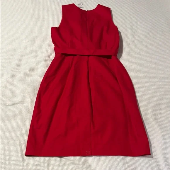 NWT J. Crew Vibrant Red Belted Cotton Midi Dress - Picture 4 of 4